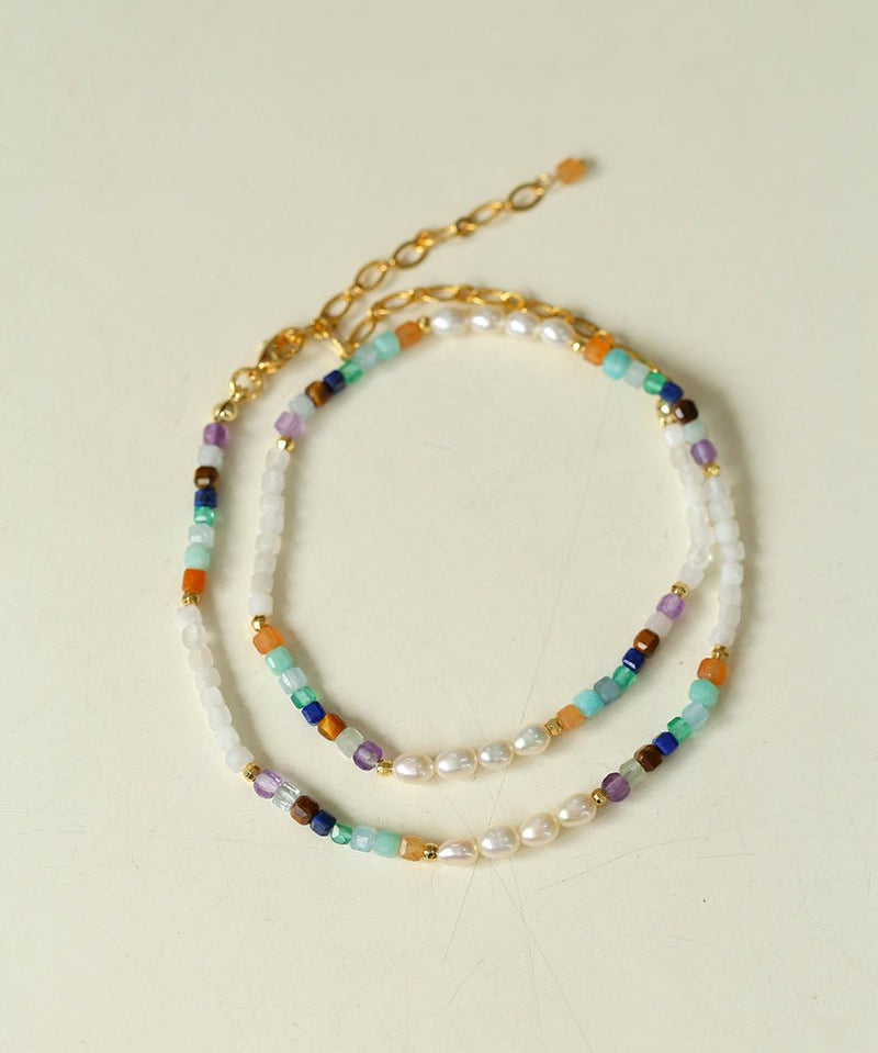 Secret Garden Colored Stone Beaded Necklace - Multi Stone - floysun