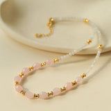 Serenity Duo Necklace | Milky Moonstone & Rose Quartz Beads - floysun