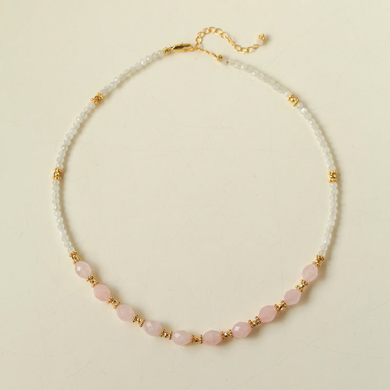Serenity Duo Necklace | Milky Moonstone & Rose Quartz Beads - floysun
