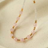 Serenity Duo Necklace | Milky Moonstone & Rose Quartz Beads - floysun