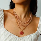 Serenity Duo Necklace | Milky Moonstone & Rose Quartz Beads - floysun