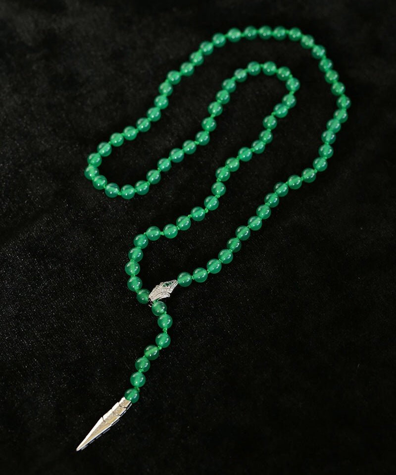 Serpentine Elegance Agate Beaded Necklace - floysun