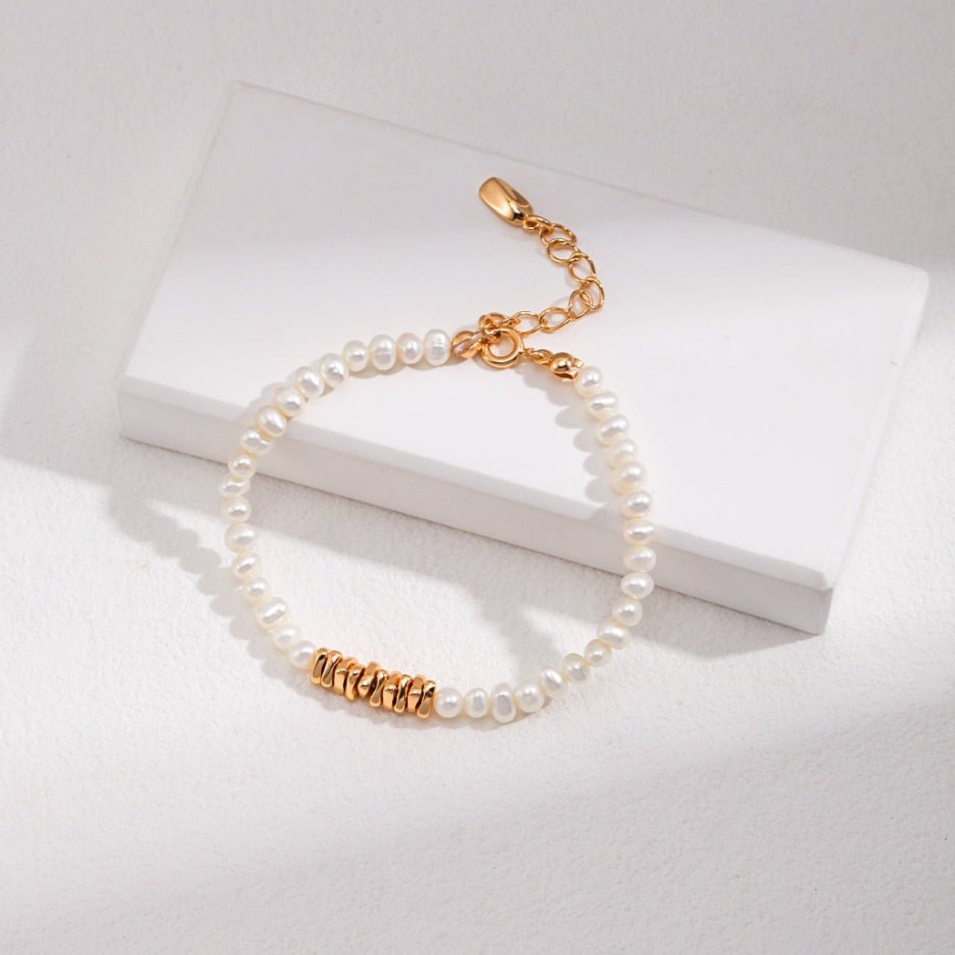 Shattered Gold Mini Pearl Bracelet - floysun