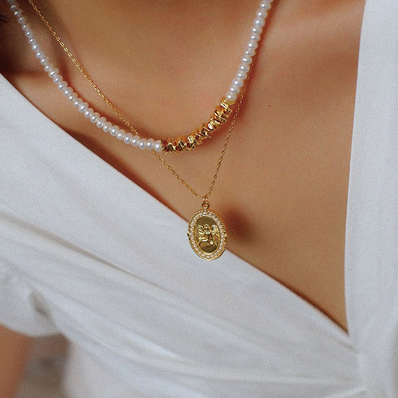 Shattered Gold Mini Pearl Necklace - floysun