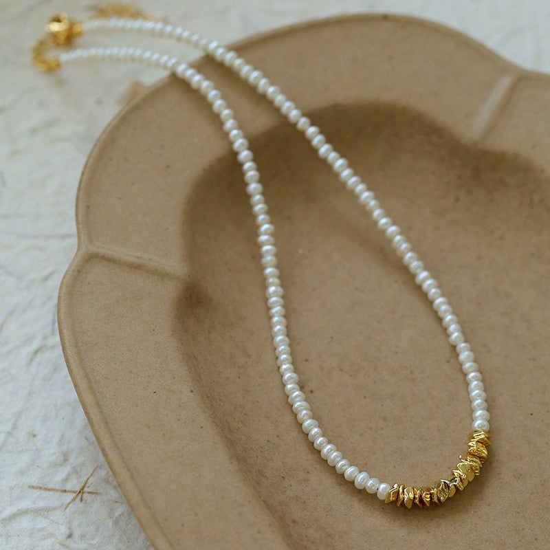 Shattered Gold Mini Pearl Necklace - floysun