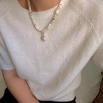Shell & Baroque Pearl Beaded Necklace - floysun