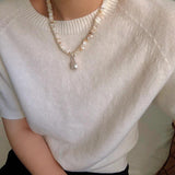 Shell & Baroque Pearl Beaded Necklace - floysun