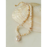 Shell & Baroque Pearl Beaded Necklace - floysun