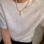 Shell & Baroque Pearl Beaded Necklace - floysun
