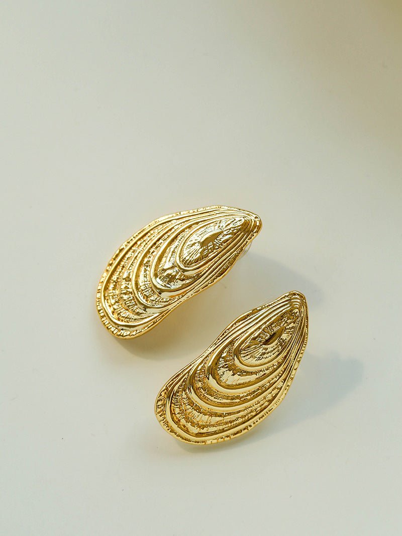 Shell - Inspired Textured Metal Earrings - floysun