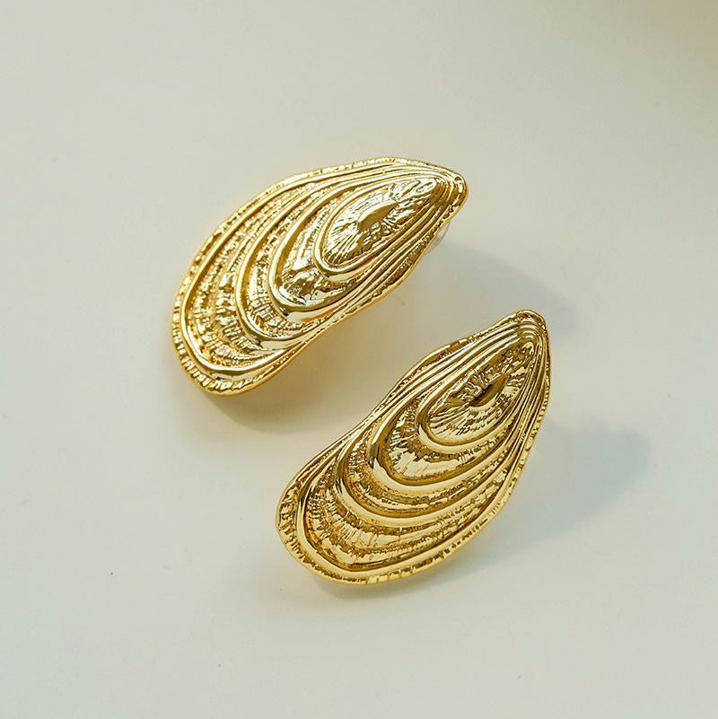 Shell - Inspired Textured Metal Earrings - floysun