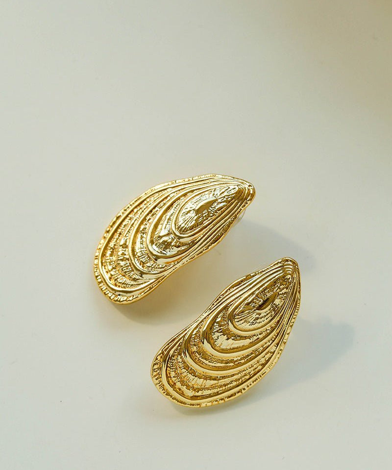 Shell - Inspired Textured Metal Earrings - floysun
