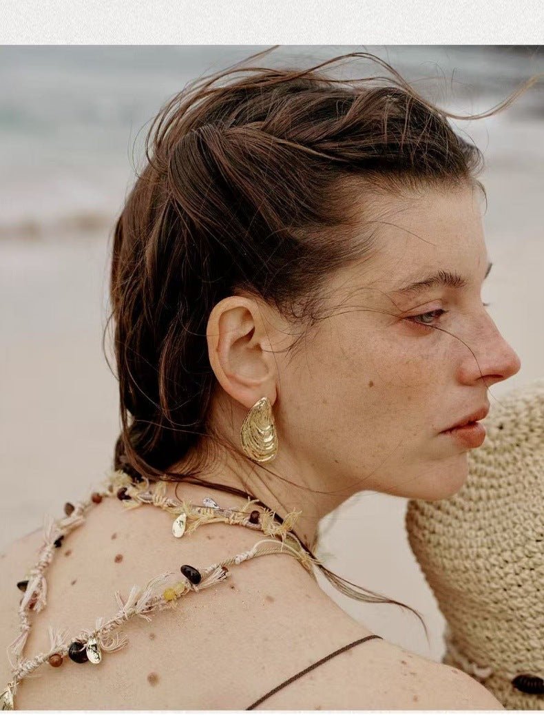 Shell - Inspired Textured Metal Earrings - floysun