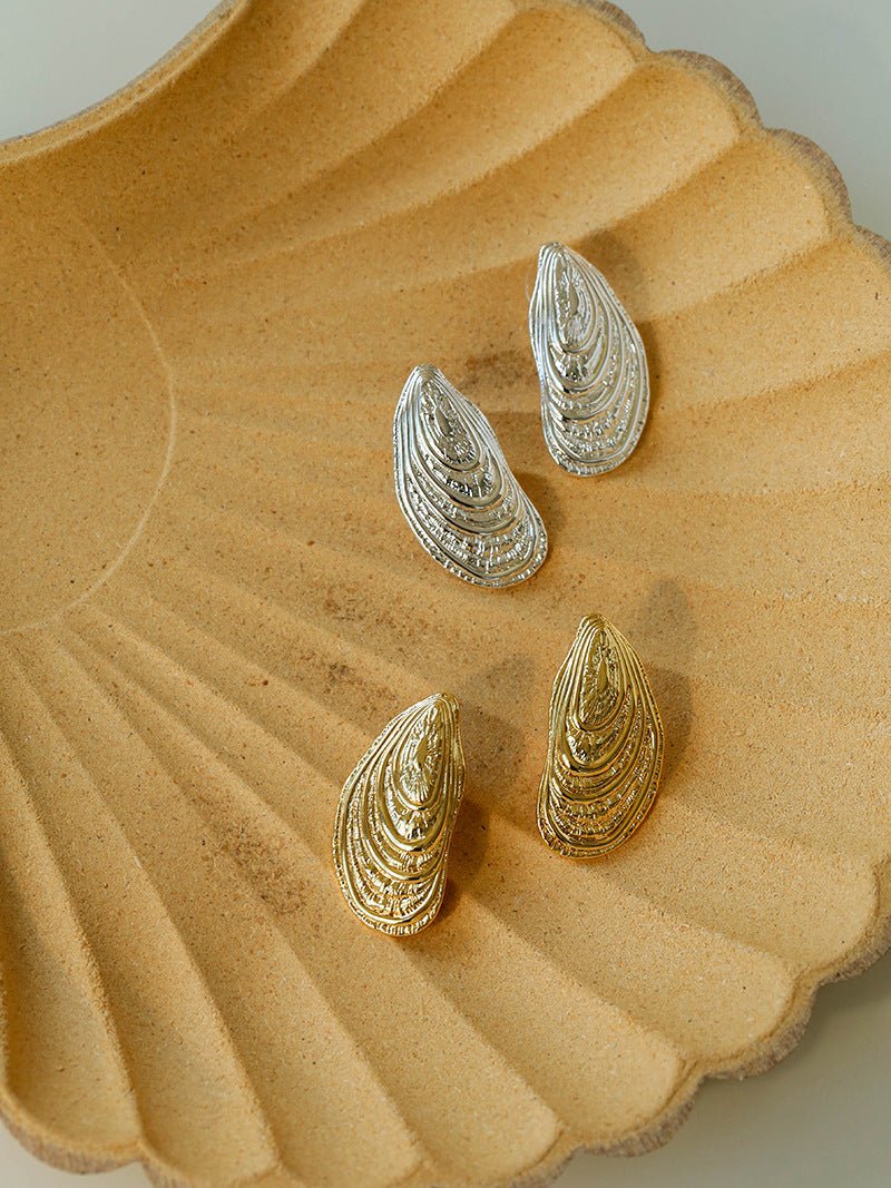 Shell - Inspired Textured Metal Earrings - floysun