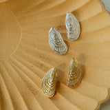 Shell - Inspired Textured Metal Earrings - floysun