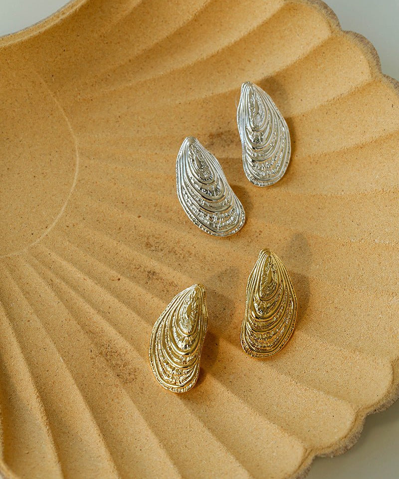 Shell - Inspired Textured Metal Earrings - floysun
