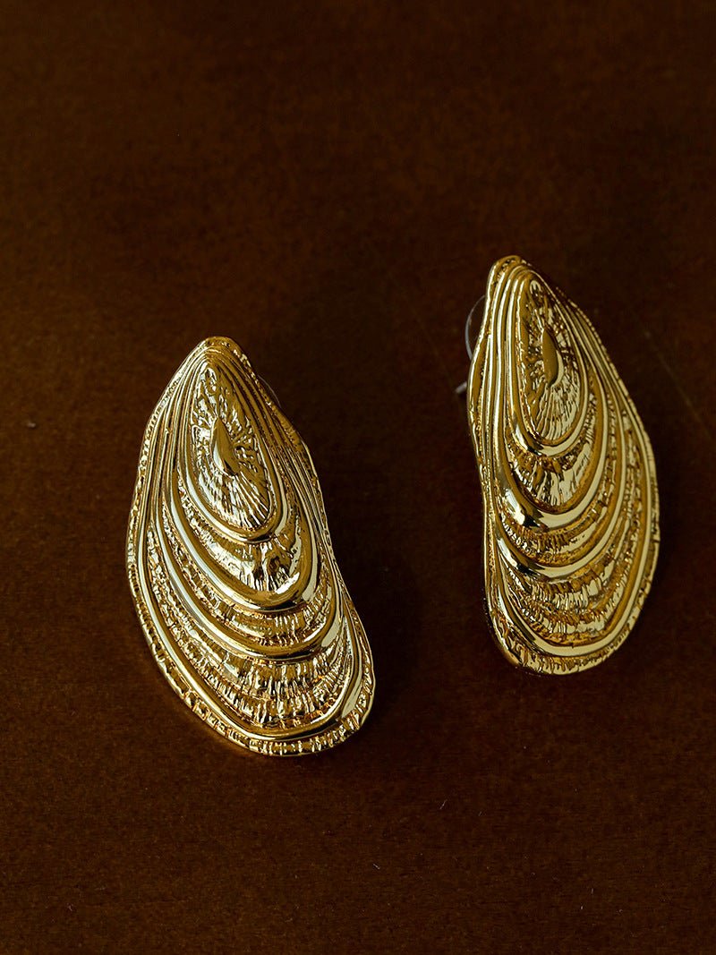 Shell - Inspired Textured Metal Earrings - floysun