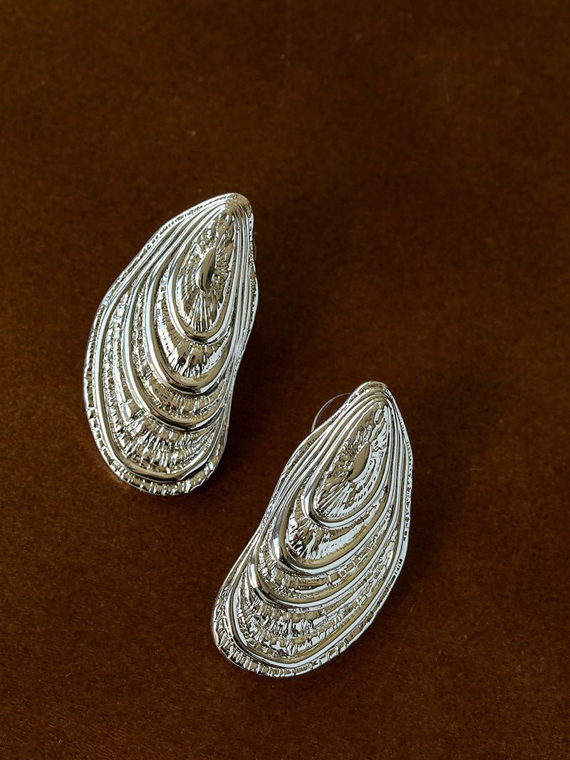 Shell - Inspired Textured Metal Earrings - floysun