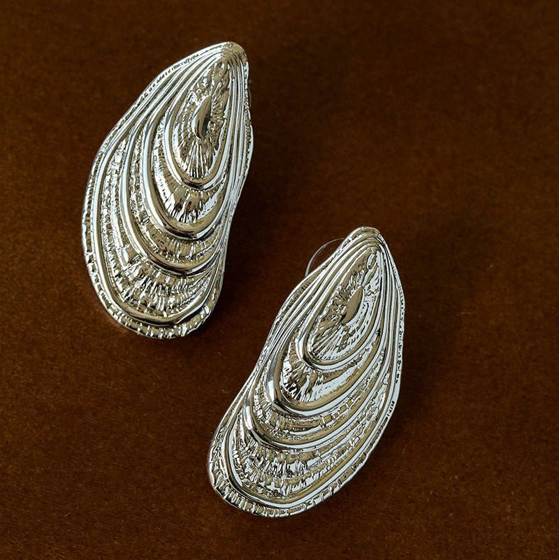 Shell - Inspired Textured Metal Earrings - floysun