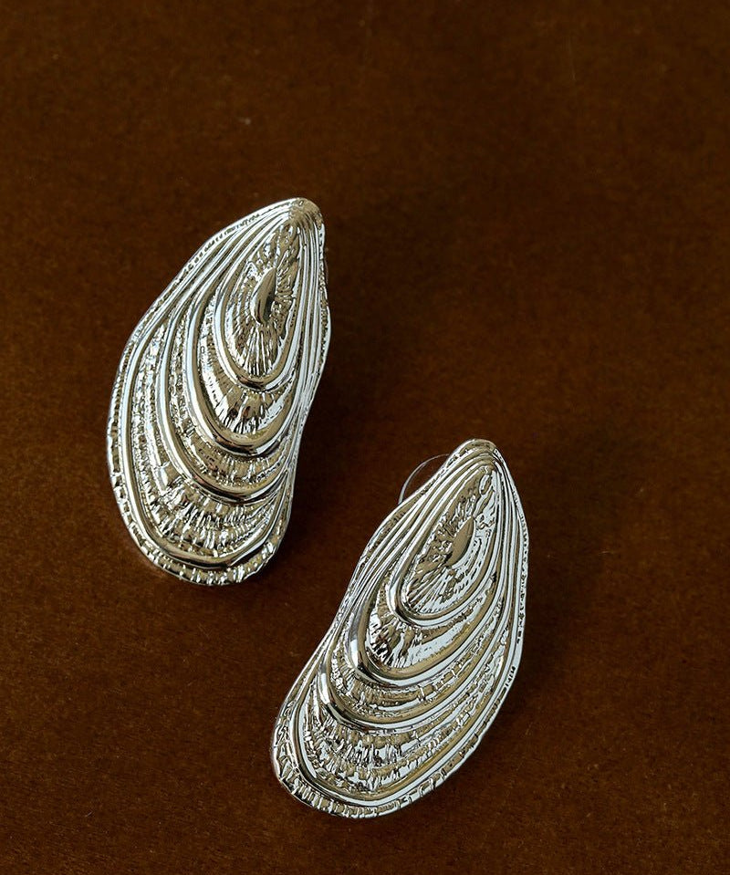 Shell - Inspired Textured Metal Earrings - floysun