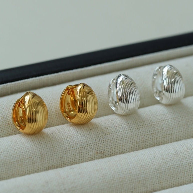 Shell Pattern Metallic Hoop Earrings - floysun