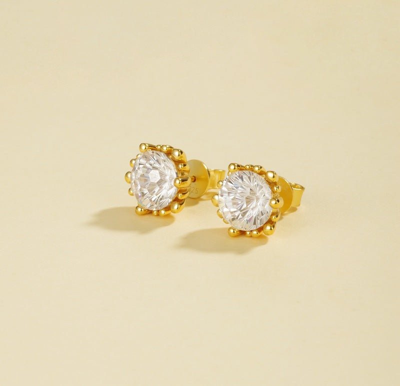 Shimmering Cubic Zirconia Stud Earrings - floysun