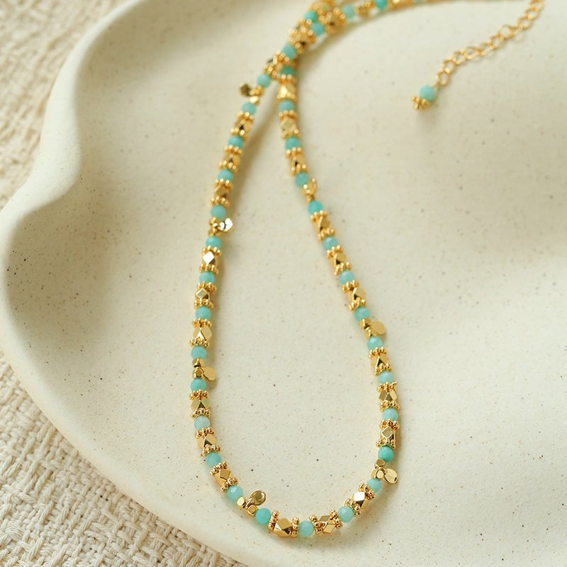 Shimmering Sequin Amazonite Choker - floysun