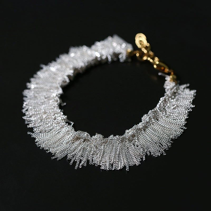 Shining Galaxy Waterfall Tassel Silver Bracelet - floysun