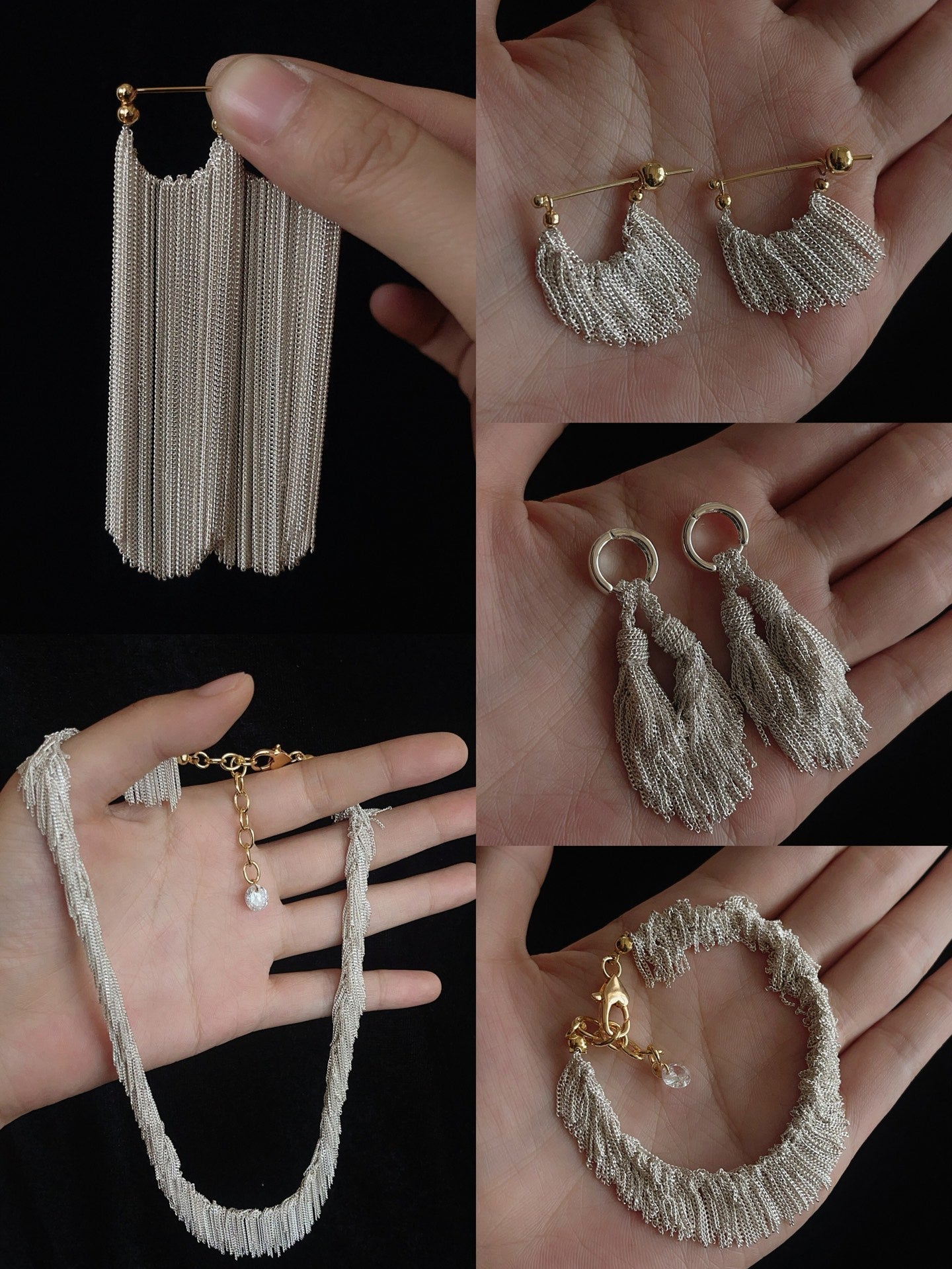 Shining Galaxy Waterfall Tassel Silver Bracelet - floysun
