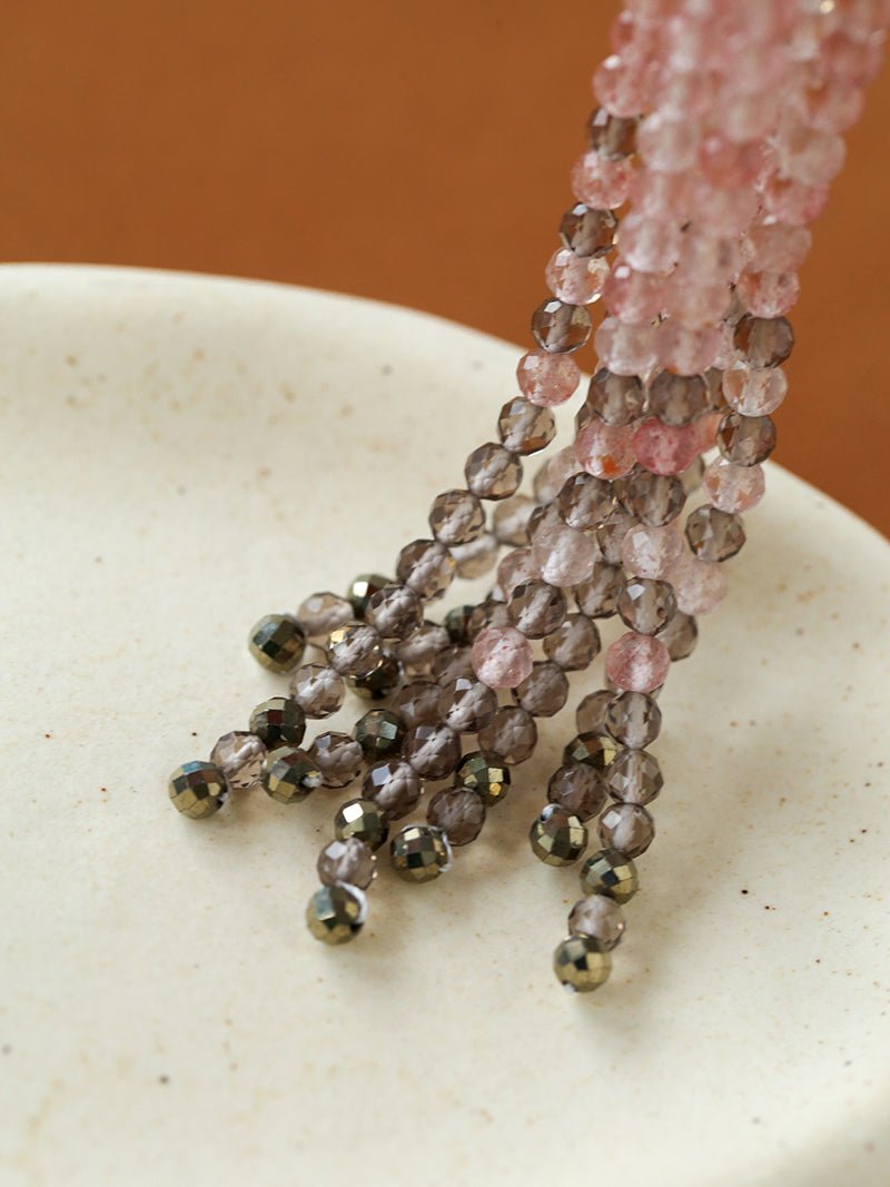 Sicilian Sunset Natural Gemstone Graduated Tassel Long Necklace - floysun