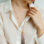 Sicilian Sunset Natural Gemstone Graduated Tassel Long Necklace - floysun