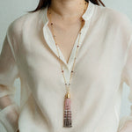 Sicilian Sunset Natural Gemstone Graduated Tassel Long Necklace - floysun