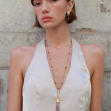 Sicilian Sunset Natural Gemstone Graduated Tassel Long Necklace - floysun