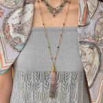 Sicilian Sunset Natural Gemstone Graduated Tassel Long Necklace - floysun