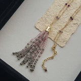 Sicilian Sunset Natural Gemstone Graduated Tassel Long Necklace - floysun
