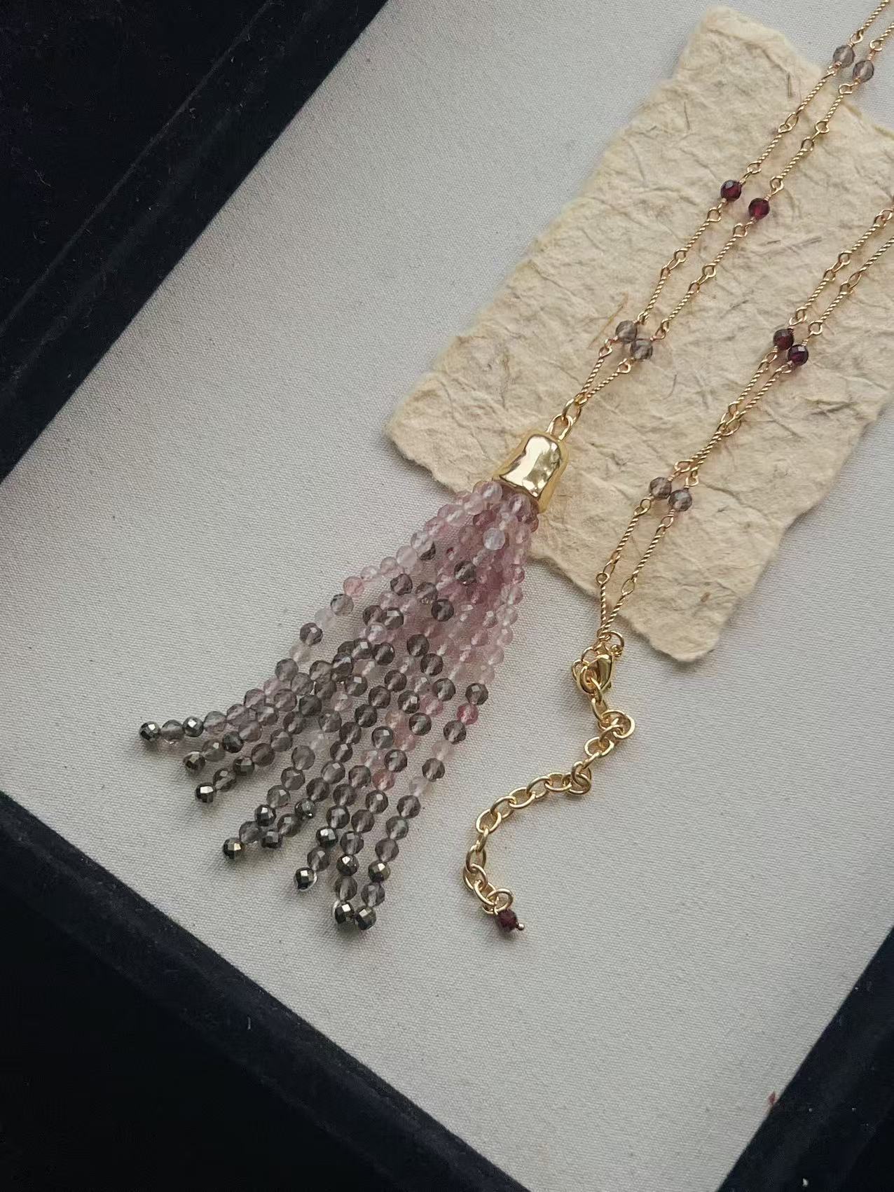 Sicilian Sunset Natural Gemstone Graduated Tassel Long Necklace - floysun