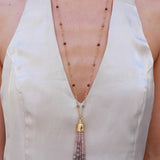 Sicilian Sunset Natural Gemstone Graduated Tassel Long Necklace - floysun