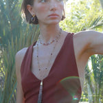 Sicilian Sunset Natural Gemstone Graduated Tassel Long Necklace - floysun