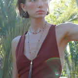 Sicilian Sunset Natural Gemstone Graduated Tassel Long Necklace - floysun