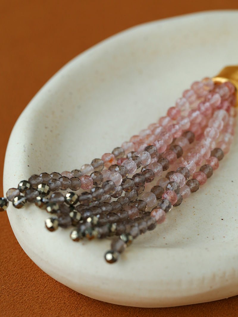 Sicilian Sunset Natural Gemstone Graduated Tassel Long Necklace - floysun