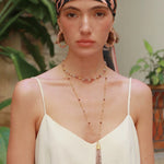 Sicilian Sunset Natural Gemstone Graduated Tassel Long Necklace - floysun