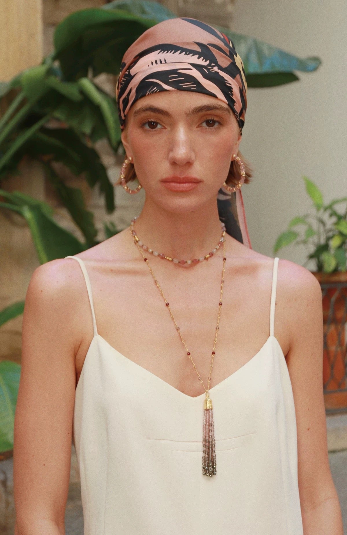 Sicilian Sunset Natural Gemstone Graduated Tassel Long Necklace - floysun