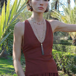 Sicilian Sunset Natural Gemstone Graduated Tassel Long Necklace - floysun