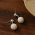 Silver Bead White Fossil Drop Earrings - floysun
