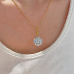 Silver Bling Shell Pendant Necklace with Gradient Lab - Grown Diamonds - floysun
