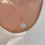 Silver Bling Shell Pendant Necklace with Gradient Lab - Grown Diamonds - floysun