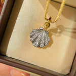 Silver Bling Shell Pendant Necklace with Gradient Lab - Grown Diamonds - floysun