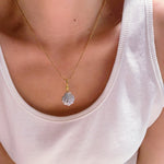 Silver Bling Shell Pendant Necklace with Gradient Lab - Grown Diamonds - floysun