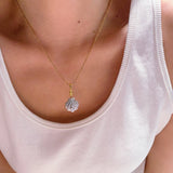 Silver Bling Shell Pendant Necklace with Gradient Lab - Grown Diamonds - floysun