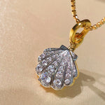Silver Bling Shell Pendant Necklace with Gradient Lab - Grown Diamonds - floysun